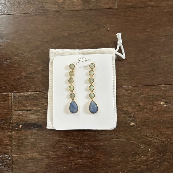 J.CREW-Mixed-stone drop earrings-blue/gold-NWT - Picture 7 of 8